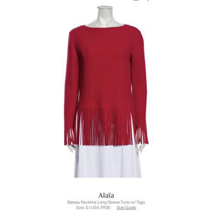 ALAIA BATEAU NECKLINE LONG SLEEVE FRINGE TUNIC